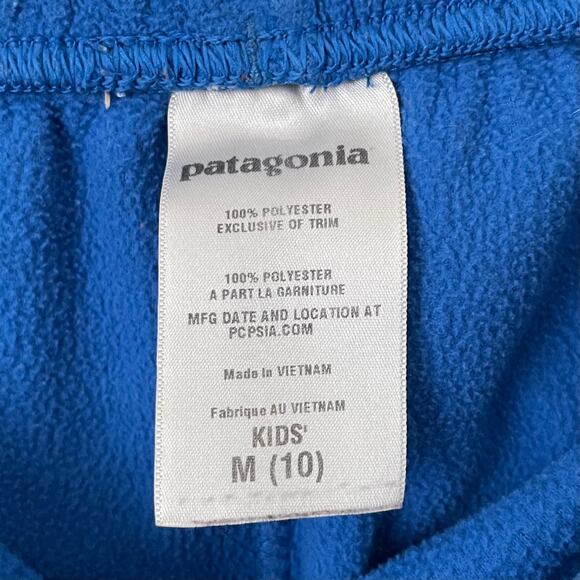 Patagonia Pants Kids Medium 10 Royal Blue Fleece Straight Leg Pull On Ski Snow - Picture 9 of 10